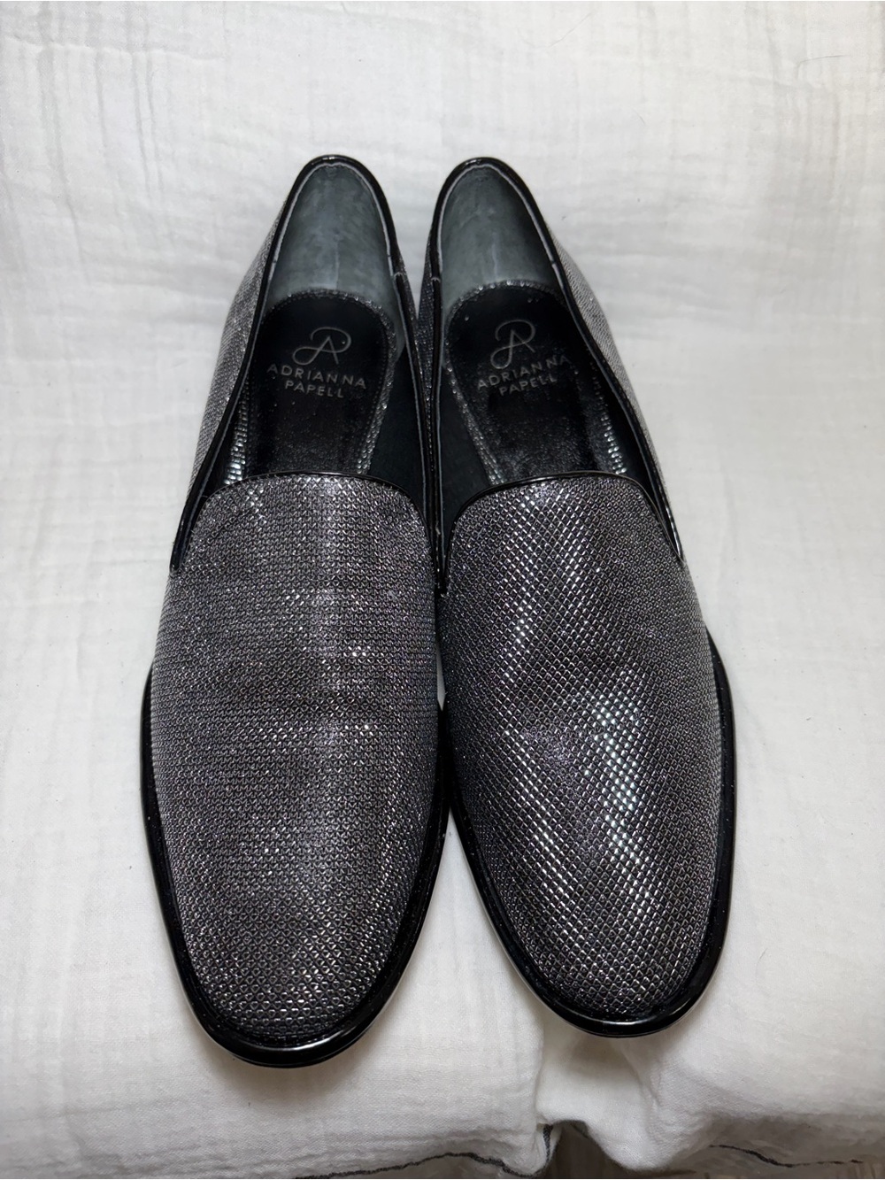 Adrianna Papell Shimmering Silver Loafers 9.5